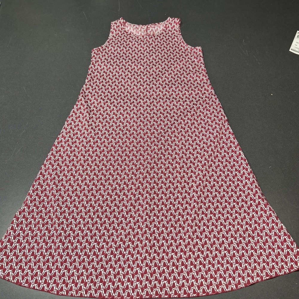 Fuchsia Pink Geometric Print Sleeveless Soft Knit Dress Size M Flowy Pockets